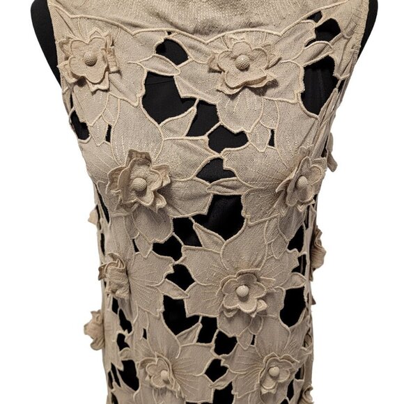 Catherine Malandrino Khaki Floral Cut Out Designer Dress Size M - Picture 1 of 16